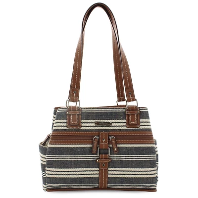 Rosetti Midtown Striped Straw Satchel