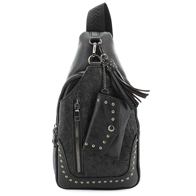 Sam & Hadley Tooled Sling With Clip-on Pouch
