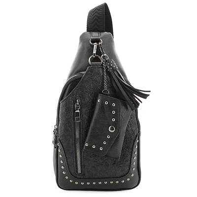 Sam & Hadley Tooled Sling With Clip-on Pouch