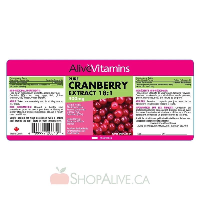 Pure Cranberry Extract 18:1
