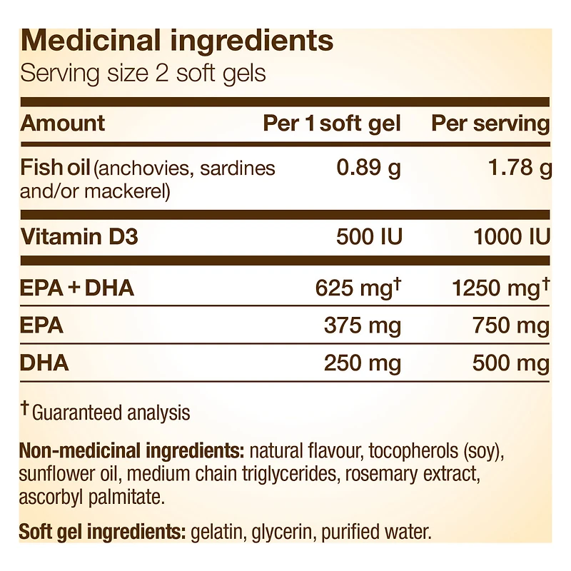 NutraSea+D Omega-3 Liquid Gels - 1250mg EPA + DHA