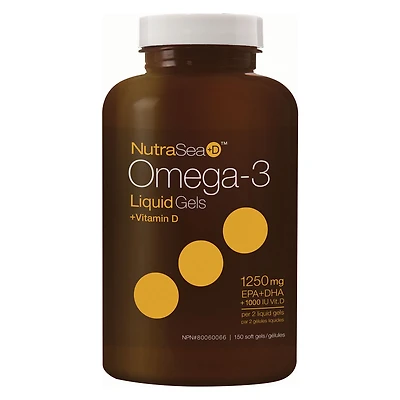 NutraSea+D Omega-3 Liquid Gels - 1250mg EPA + DHA