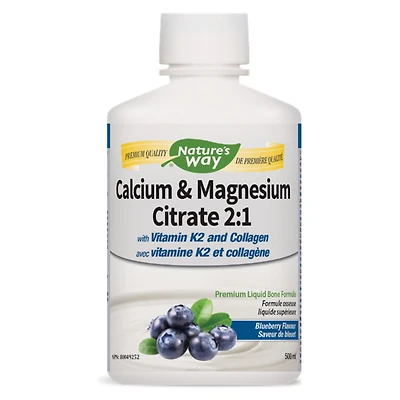 Calcium & Magnesium Citrate 2:1 with Vitamin K2 and Collagen – Blueberry