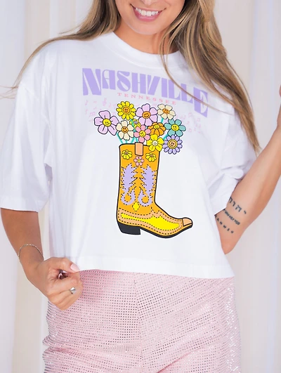 Nashville Bootiful Oversize Crop Tee