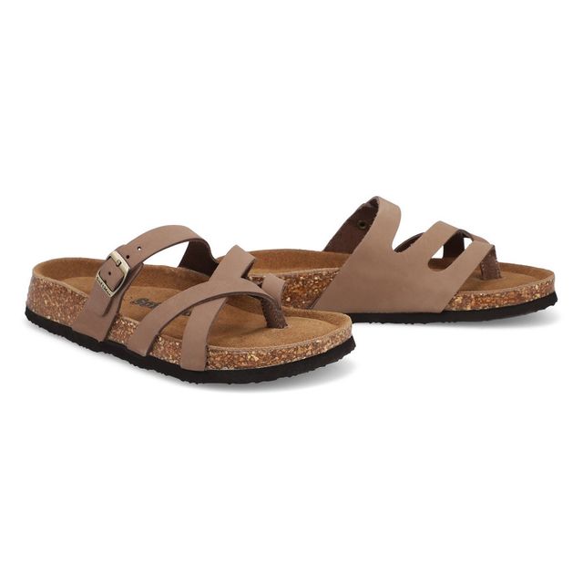SoftMoc Womens Elanor Thong Sandal - Taupe/Nubuck | Centre Eaton de Montréal