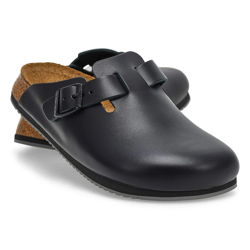 Women's  Boston Super Grip Leather Clog - Black