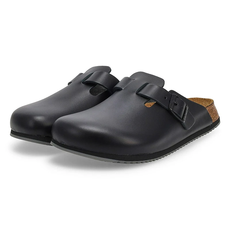 Women's  Boston Super Grip Leather Clog - Black