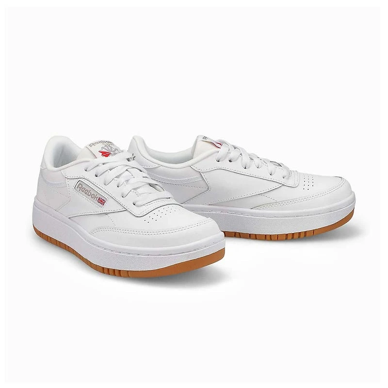 Kids' Club C Double Lace Up Sneaker - White/White