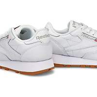Women's Classic Leather Lace Up Sneaker - White/Gr