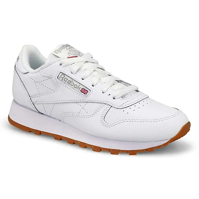 Women's Classic Leather Lace Up Sneaker - White/Gr