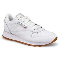Women's Classic Leather Lace Up Sneaker - White/Gr
