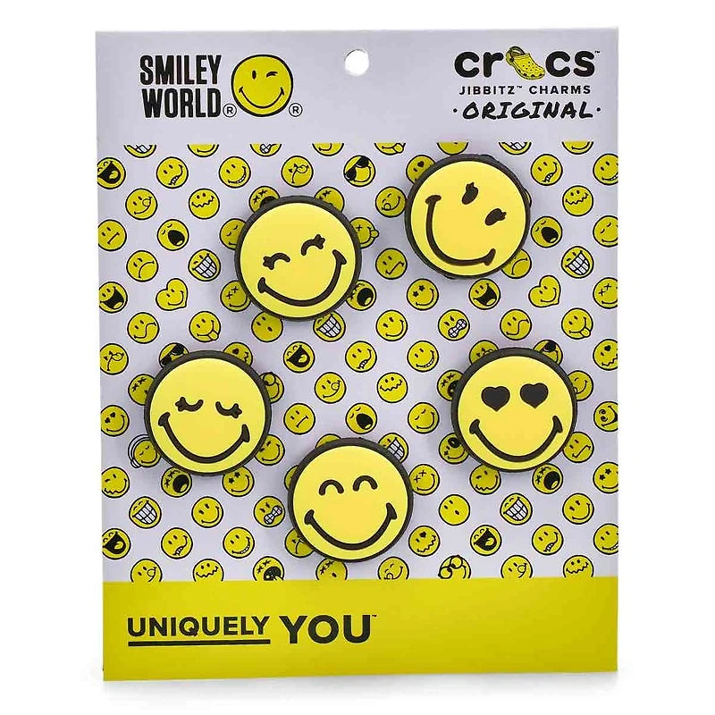 Ensemble de breloques Jibbitz SMILEY WORLD - 5 pi