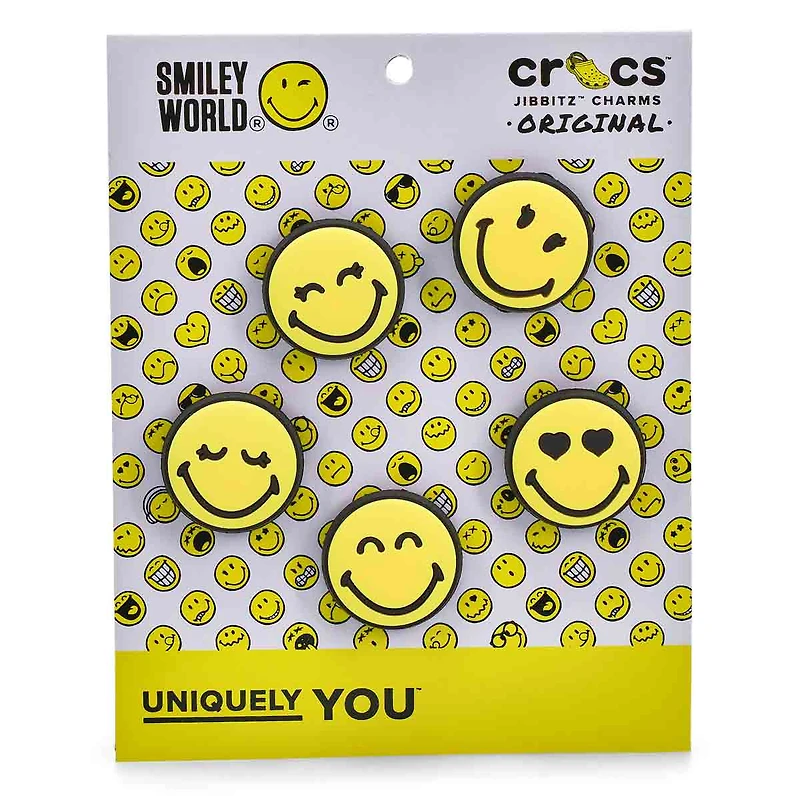 Ensemble de breloques Jibbitz SMILEY WORLD - 5 pi