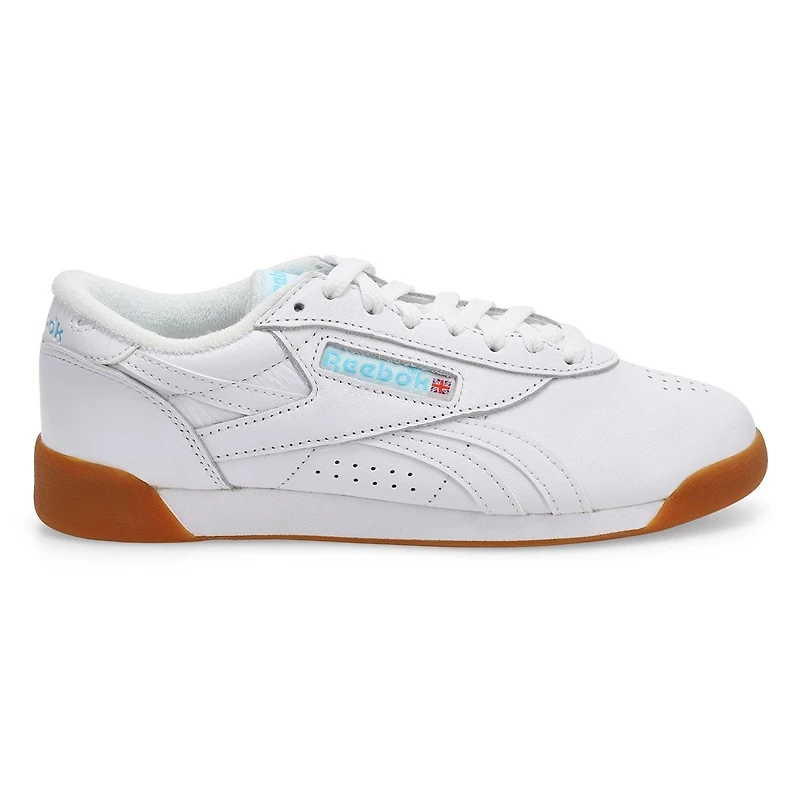 Women's Freestyle Lo Leather Sneaker - White/Blue/