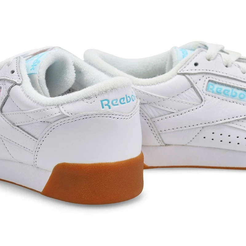 Women's Freestyle Lo Leather Sneaker - White/Blue/