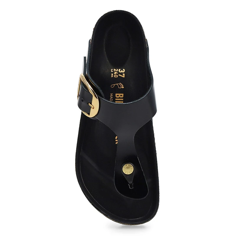 Women's Gizeh Big Buckle Oiled Leather Thong Sanda