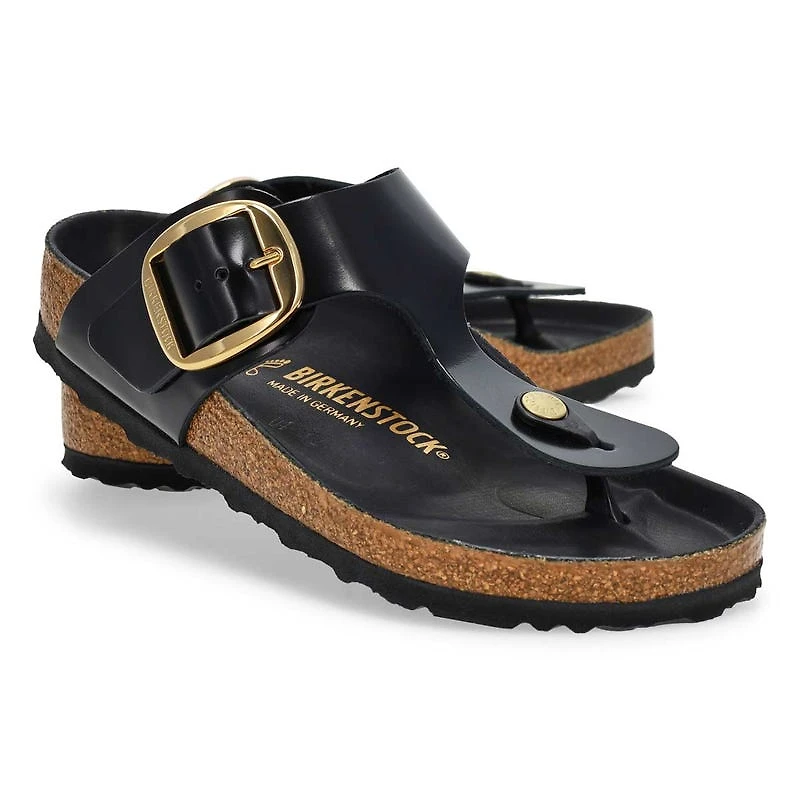 Women's Gizeh Big Buckle Oiled Leather Thong Sanda