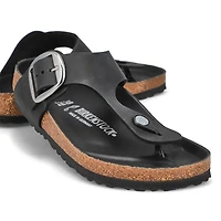 Women's Gizeh Big Buckle Oiled Leather Thong Sanda