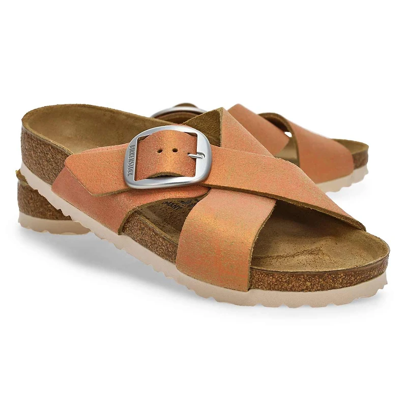Women's Siena Big Buckle Cross Strap Narrow Sandal