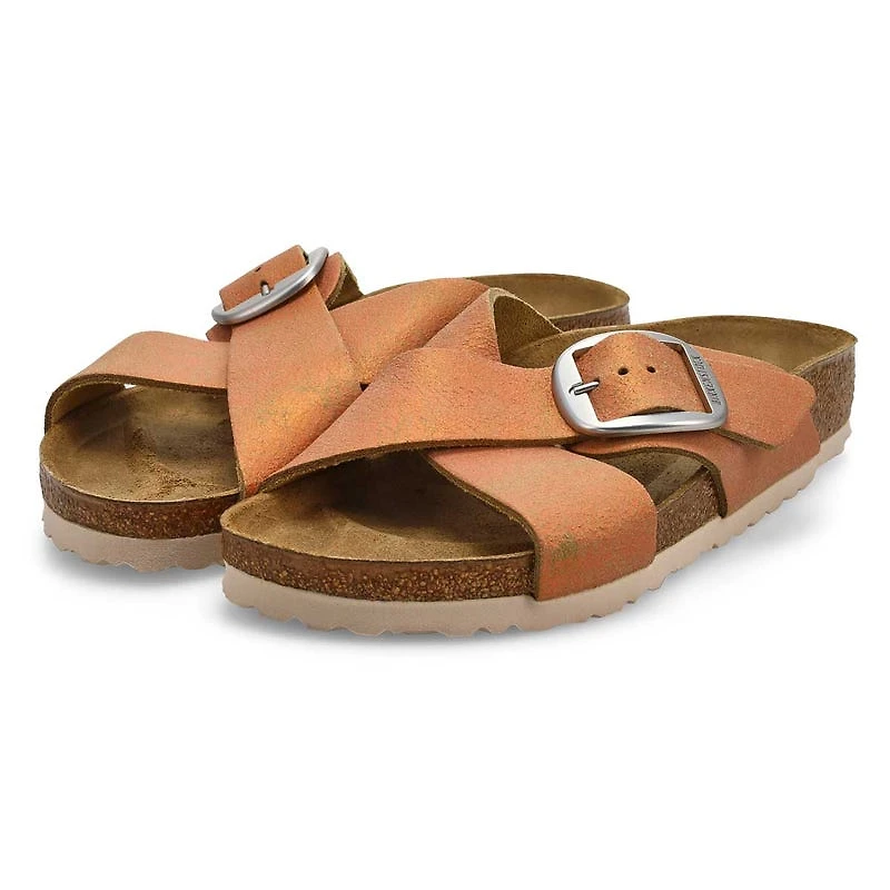 Women's Siena Big Buckle Cross Strap Narrow Sandal