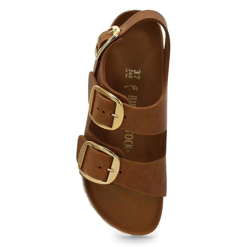 Women's Milano Big Buckle Oiled Leather 3 Strap Na