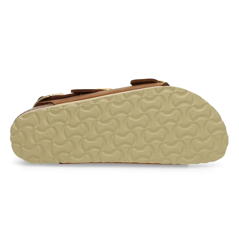 Sandale étroite à 3 brides en cuir huilé avec gros