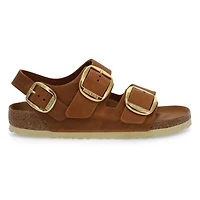 Sandale étroite à 3 brides en cuir huilé avec gros