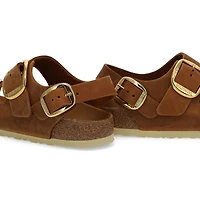 Sandale étroite à 3 brides en cuir huilé avec gros