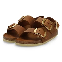Sandale étroite à 3 brides en cuir huilé avec gros