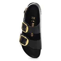 Women's Milano Big Buckle Leather 3 Strap Narrow S