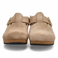 Women's  Fanny Suede Wedge Narrow Clog - Warm Sand