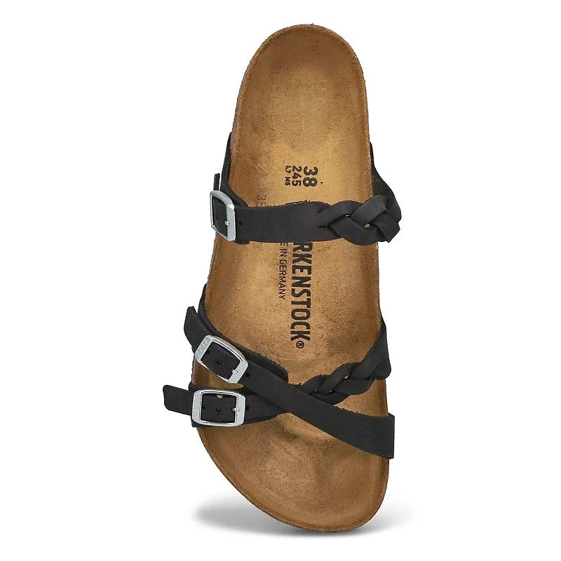 Sandale en cuir huil FRANCA BRAID, noir, femmes