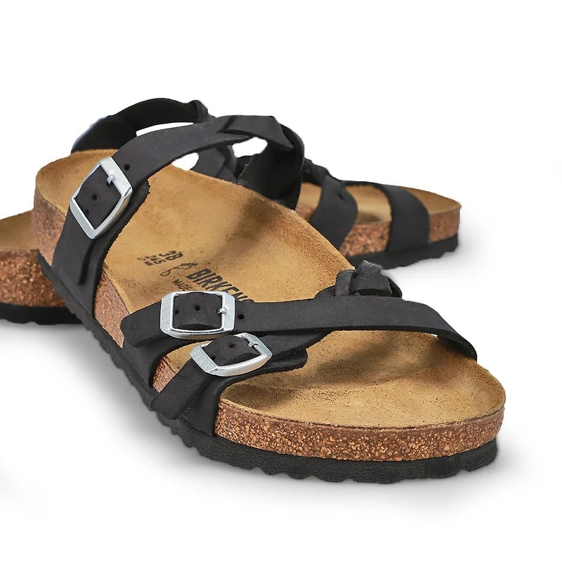 Sandale en cuir huil FRANCA BRAID, noir, femmes