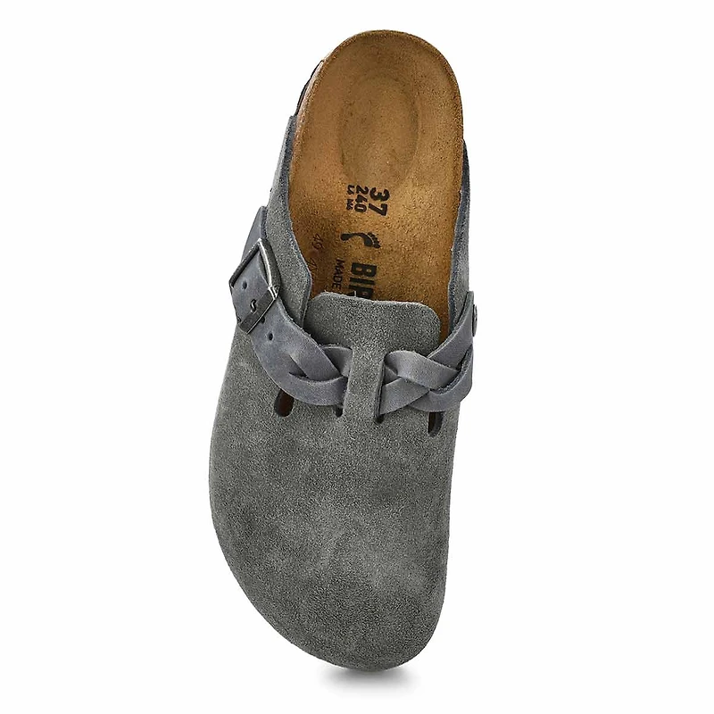 Women's  Boston Braid Suede Narrow Clog - Basalt G