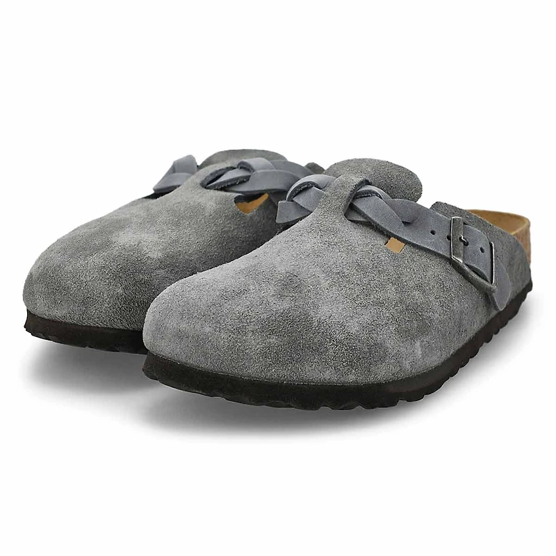 Women's  Boston Braid Suede Narrow Clog - Basalt G