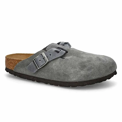 Women's  Boston Braid Suede Narrow Clog - Basalt G