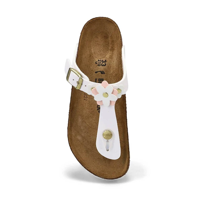 Girls'  Gizeh Flowers Birko-Flor Narrow Thong Sand