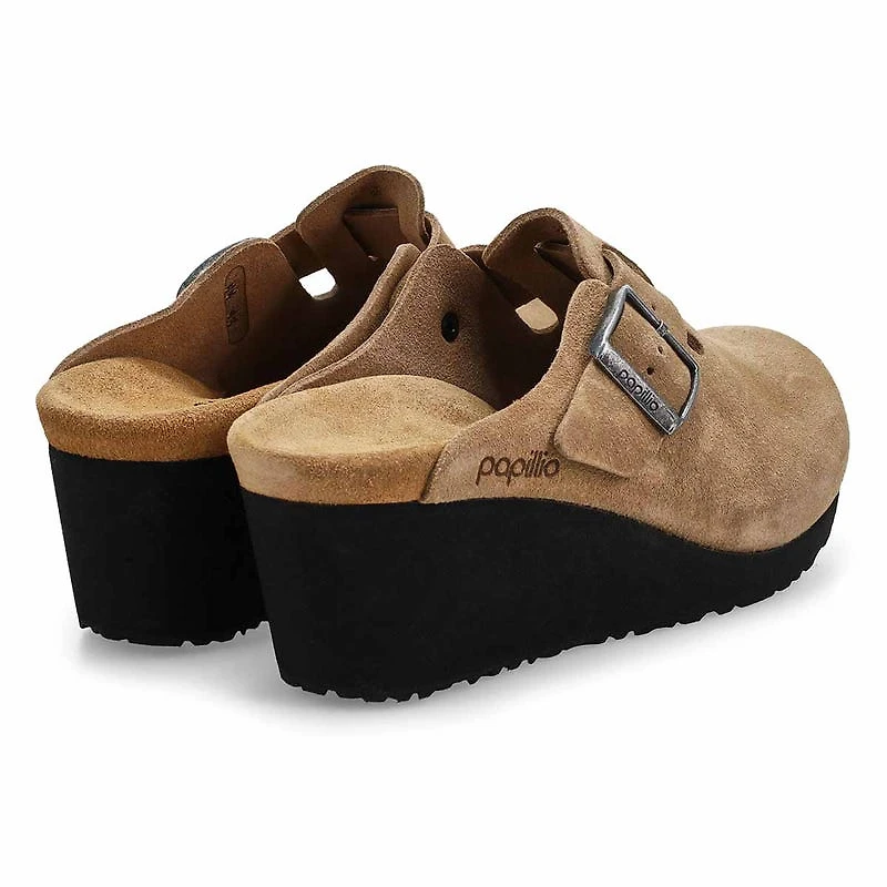 Women's Fanny Suede Wedge Narrow Clog - Gray Taupe