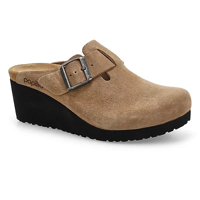 Women's Fanny Suede Wedge Narrow Clog - Gray Taupe