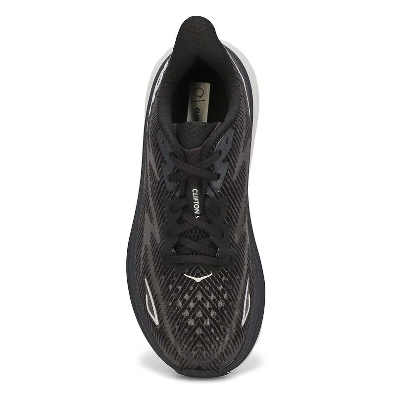 Men's Clifton 9 Lace Up Performance Runner - Black