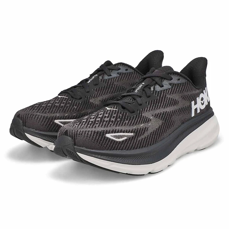 Men's Clifton 9 Lace Up Performance Runner - Black