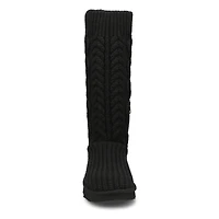 Women's Classic Cardi Cabled Knit Boot - Black