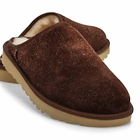 Men's Classic Slip-On Shaggy Suede Slipper - Burnt