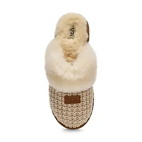 Pantoufle en peau de mouton COZY II KNIT, crme, e