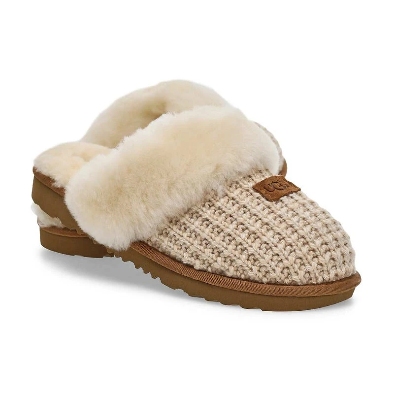 Pantoufle en peau de mouton COZY II KNIT, crme, e