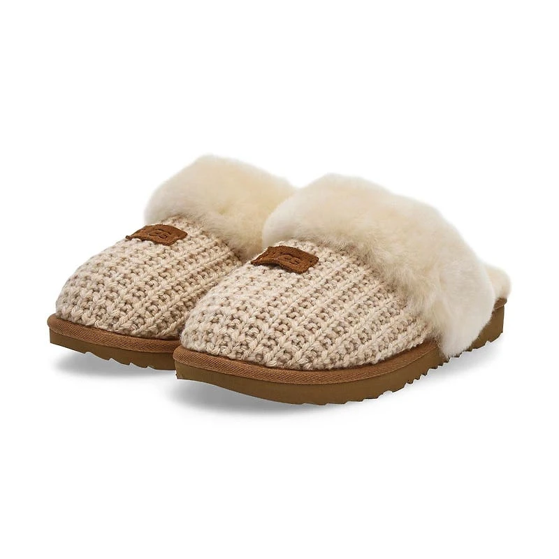 Pantoufle en peau de mouton COZY II KNIT, crme, e