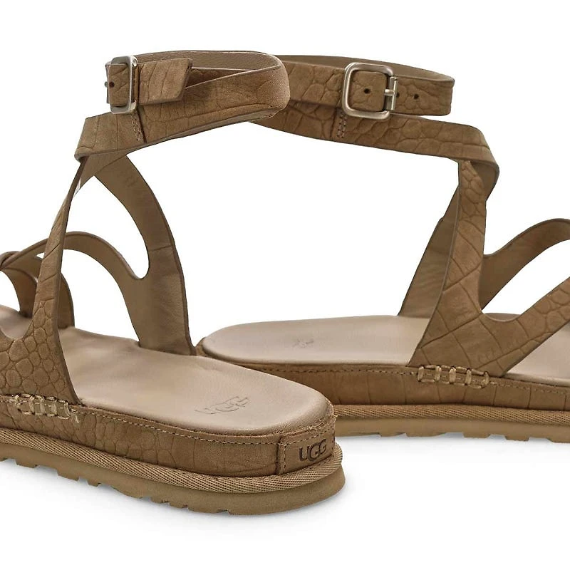 Women's Golden Gaze Embossed Ankle Wrap Sandal - M