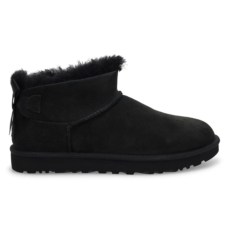 Women's Ultra Mini Bailey Bow Sheepskin Boot - Bla
