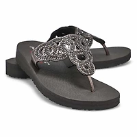 Women's Meditation Thong Sandal - Black/Black