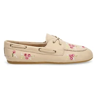 SLIMBOAT Distressed leather boat shoe, tan, women'